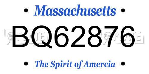 BQ62876 Massachusetts License Plate