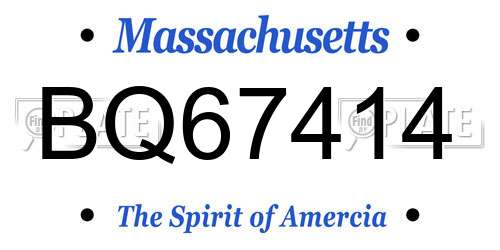BQ67414 Massachusetts License Plate