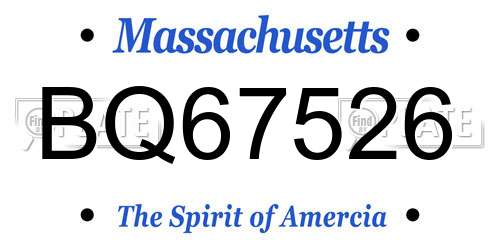 BQ67526 Massachusetts License Plate