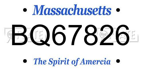 BQ67826 Massachusetts License Plate