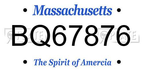 BQ67876 Massachusetts License Plate