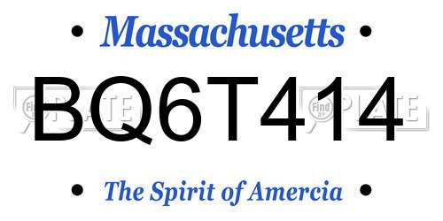 BQ6T414 Massachusetts License Plate
