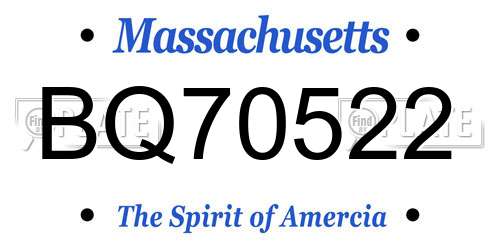 BQ70522 Massachusetts License Plate