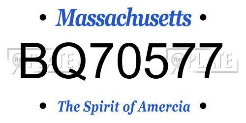 BQ70577 Massachusetts License Plate