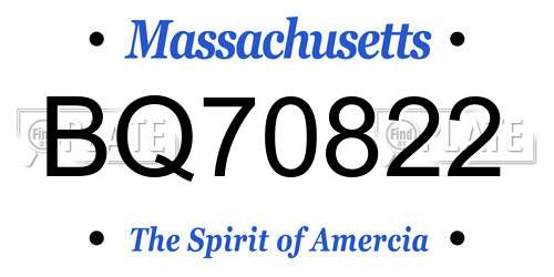 BQ70822 Massachusetts License Plate