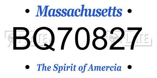BQ70827 Massachusetts License Plate
