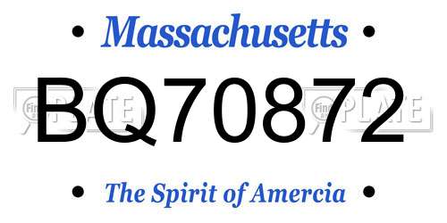 BQ70872 Massachusetts License Plate