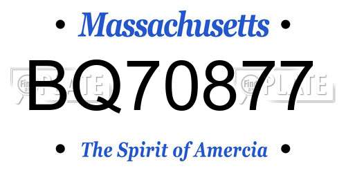 BQ70877 Massachusetts License Plate