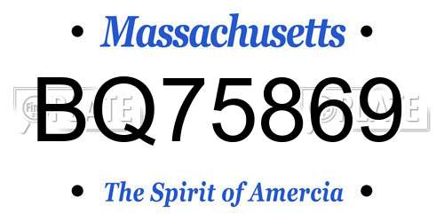 BQ75869 Massachusetts License Plate
