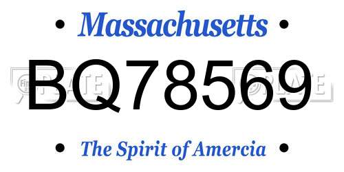 BQ78569 Massachusetts License Plate