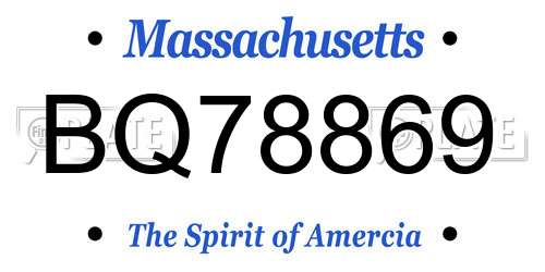 BQ78869 Massachusetts License Plate