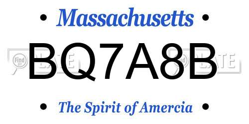 BQ7A8B Massachusetts License Plate