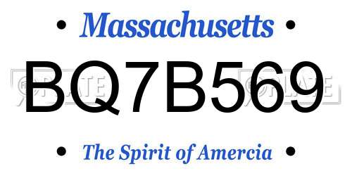 BQ7B569 Massachusetts License Plate