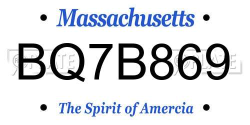 BQ7B869 Massachusetts License Plate