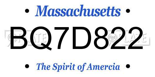 BQ7D822 Massachusetts License Plate