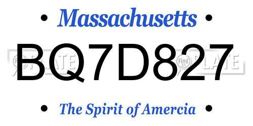 BQ7D827 Massachusetts License Plate