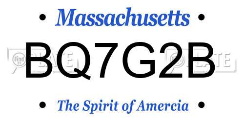 BQ7G2B Massachusetts License Plate