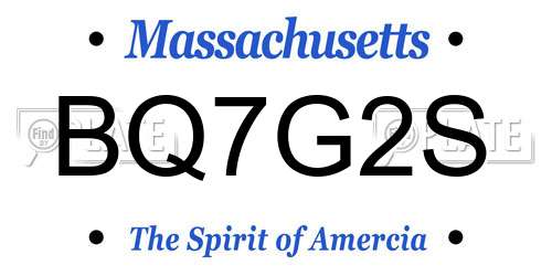 BQ7G2S Massachusetts License Plate