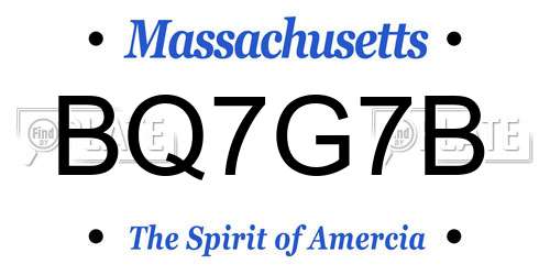 BQ7G7B Massachusetts License Plate
