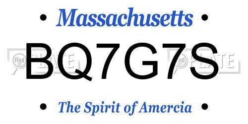 BQ7G7S Massachusetts License Plate