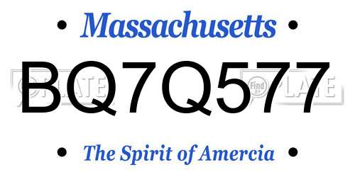 BQ7Q577 Massachusetts License Plate