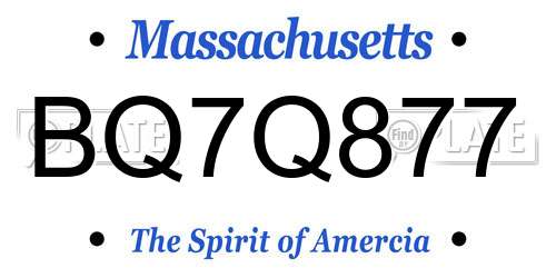 BQ7Q877 Massachusetts License Plate