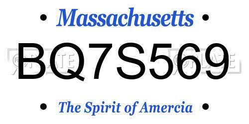 BQ7S569 Massachusetts License Plate