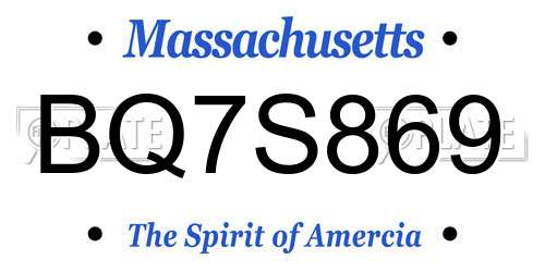 BQ7S869 Massachusetts License Plate