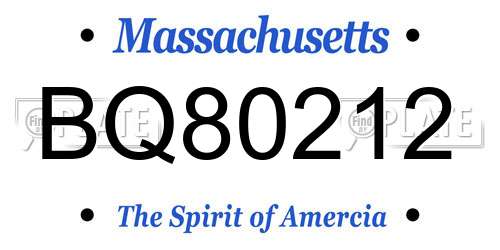 BQ80212 Massachusetts License Plate