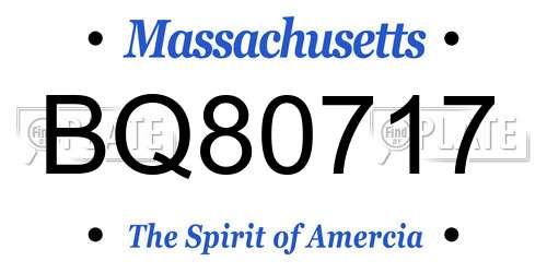 BQ80717 Massachusetts License Plate