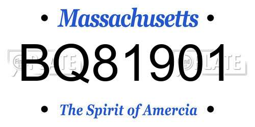 BQ81901 Massachusetts License Plate