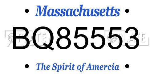 BQ85553 Massachusetts License Plate