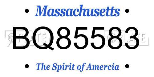 BQ85583 Massachusetts License Plate