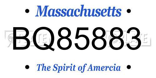 BQ85883 Massachusetts License Plate