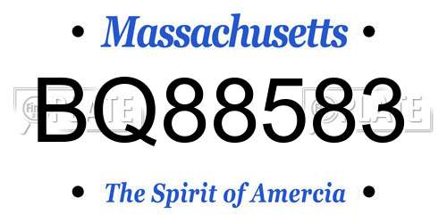 BQ88583 Massachusetts License Plate