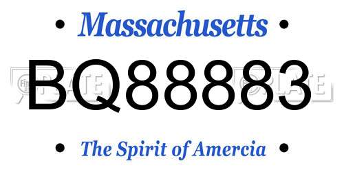 BQ88883 Massachusetts License Plate