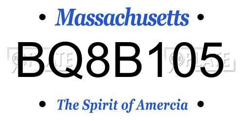 BQ8B105 Massachusetts License Plate