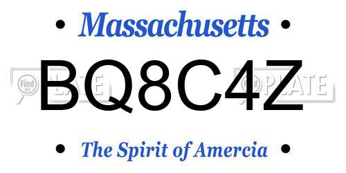 BQ8C4Z Massachusetts License Plate