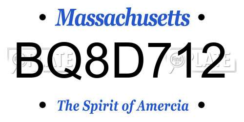 BQ8D712 Massachusetts License Plate