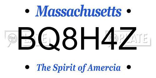 BQ8H4Z Massachusetts License Plate