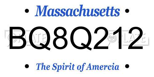 BQ8Q212 Massachusetts License Plate