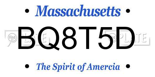BQ8T5D Massachusetts License Plate
