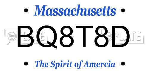 BQ8T8D Massachusetts License Plate