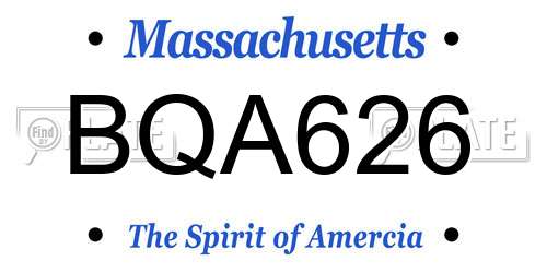 BQA626 Massachusetts License Plate