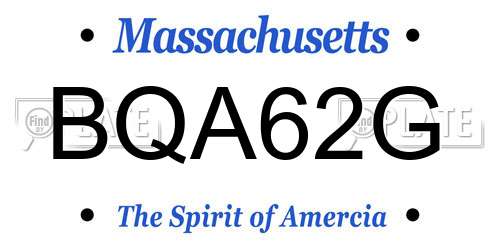 BQA62G Massachusetts License Plate