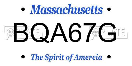 BQA67G Massachusetts License Plate