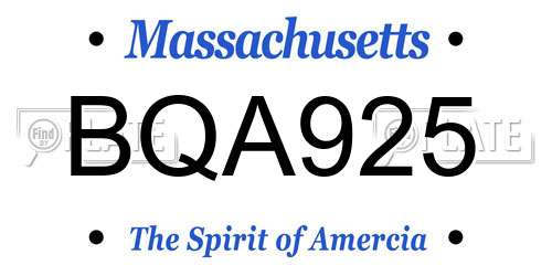 BQA925 Massachusetts License Plate