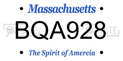 BQA928 Massachusetts License Plate