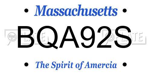 BQA92S Massachusetts License Plate