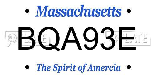 BQA93E Massachusetts License Plate